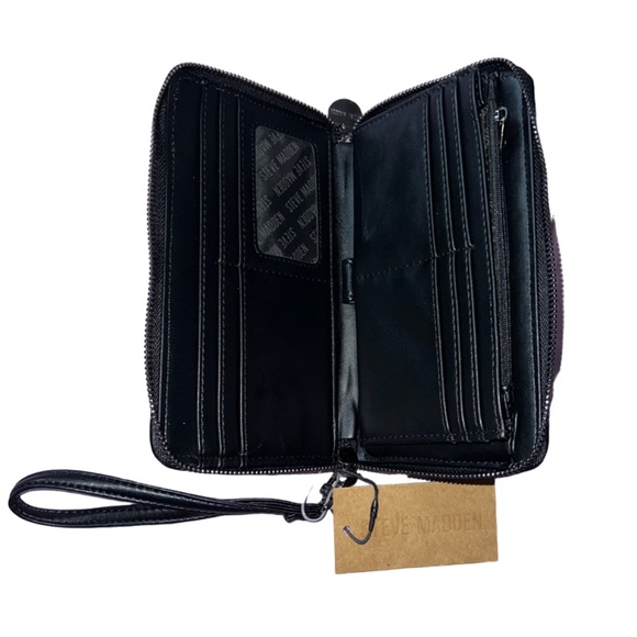 NWT STEVE MADDEN BHADDEN WRISTLET WALLET CLUTCH BAG BLACK - Picture 2 of 7